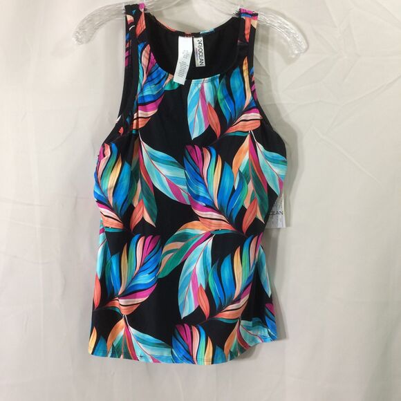 NEW 24th & Ocean Tankini Top Size 16 Multicolor Leaf Print NWT - Picture 3 of 6